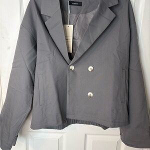 Women's Gray Double-Breasted Jacket